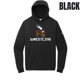 Seaman Vikings Wrestling Basic Mat design with a Viking head above WRESTLING lettering on a Men's Therma-FIT Pocket Pullover Hoodie.