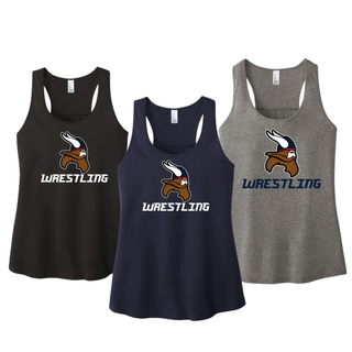 Seaman Vikings Wrestling Basic Mat design with a Viking head and WRESTLING lettering on a women's racerback tank.