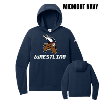 Seaman Vikings Wrestling Basic Mat design with a Viking head above WRESTLING lettering on a Women's Club Fleece Pullover Hoodie.