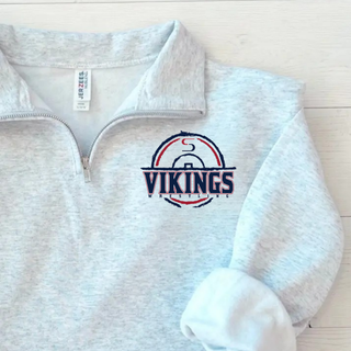 Seaman Vikings wrestling distressed S mat design on a Cadet quarter-zip.