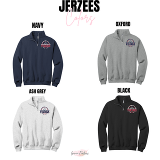 Cadet quarter-zip mockup featuring the Seaman Vikings wrestling emblem.