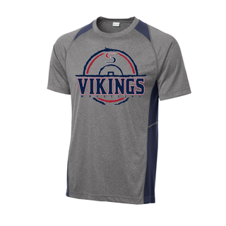 Seaman Vikings Wrestling Colorblock Contender Tee featuring the distressed mat S crest with VIKINGS and WRESTLING lettering.