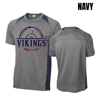 Seaman Vikings Wrestling Colorblock Contender Tee featuring the distressed mat S crest with VIKINGS and WRESTLING lettering.