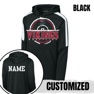 Fan Favorite Hoodie mockup featuring the Seaman Vikings wrestling emblem.