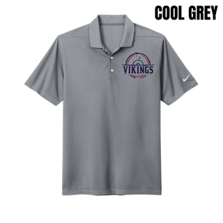 Seaman Vikings Wrestling Nike Dri-FIT Micro Pique Polo featuring the distressed mat S crest with VIKINGS and WRESTLING lettering.