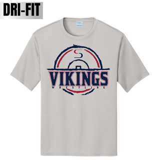 Performance top mockup featuring the Seaman Vikings wrestling distressed S mat emblem.