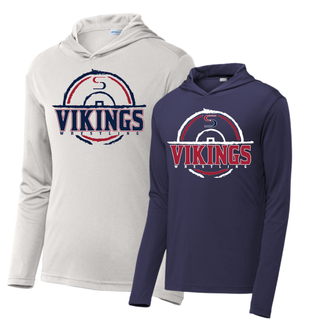 Seaman Vikings distressed S mat design on a PosiCharge hooded pullover.