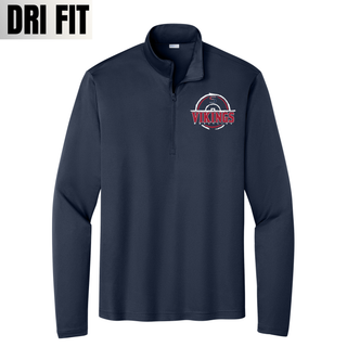 Seaman Vikings wrestling distressed S mat emblem on a PosiCharge quarter-zip.