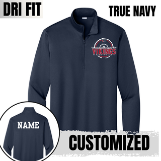 Seaman Vikings Wrestling Distressed S Mat design on a quarter-zip pullover.