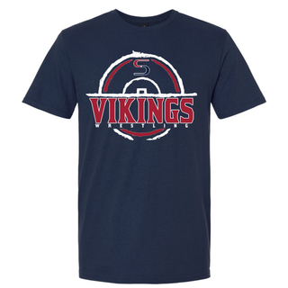 Seaman Vikings Wrestling Distressed S Mat Top mockup with a distressed circular emblem, large S, VIKINGS, and WRESTLING lettering