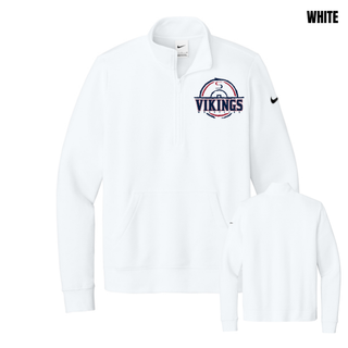 Seaman Vikings Wrestling women’s Club Fleece half-zip featuring the distressed mat S crest with VIKINGS and WRESTLING lettering.