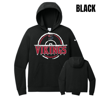 Seaman Vikings Wrestling women’s Club Fleece pullover hoodie featuring the distressed mat S crest with VIKINGS and WRESTLING lettering.