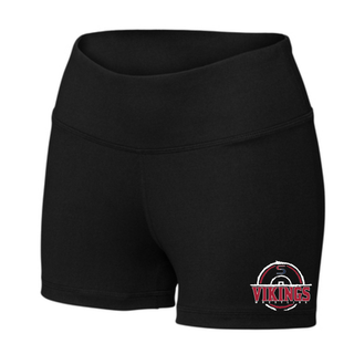 Seaman Vikings wrestling distressed S mat emblem on women's interval performance shorts.