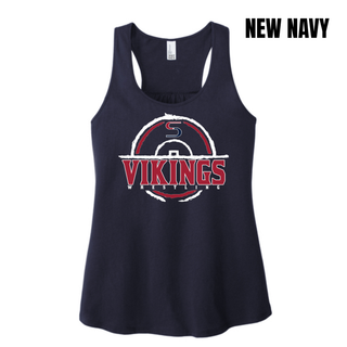 Seaman Vikings Wrestling women's racerback tank with the distressed S mat emblem and Vikings Wrestling lettering