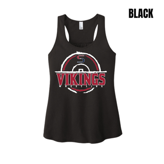 Seaman Vikings Wrestling women's racerback tank with the distressed S mat emblem and Vikings Wrestling lettering
