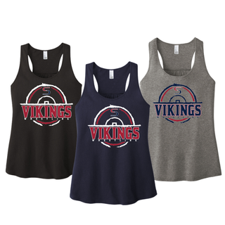 Seaman Vikings Wrestling women's racerback tank with the distressed S mat emblem and Vikings Wrestling lettering