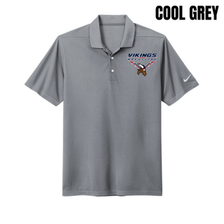 Seaman Vikings Wrestling Warrior Nike Dri-FIT Micro Pique Polo mockup featuring VIKINGS and WRESTLING lettering, a Viking head, and cardinal red and navy accents.