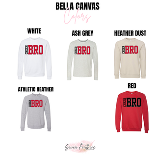 Cheer Bro Stack Bella Canvas Top White Ash Grey Heather Dust Athletic Heather Red long sleeve cheer bro shirt