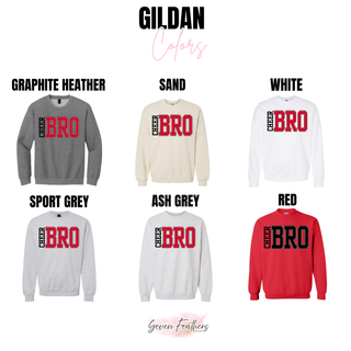 Cheer Bro Stack Gildan Sweatshirt Graphite Heather Sand White Sport Grey Ash Grey Red cheer brother crewneck