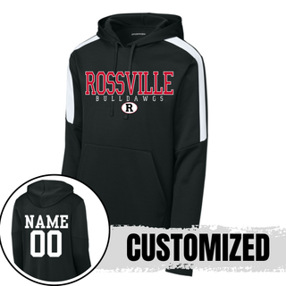 Rossville Bulldawgs Classic R Fan Favorite Hoodie Black White customized back with player name number moisture wicking Rossville Bulldawgs team hoodie