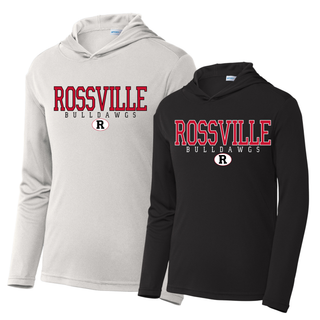 Rossville Bulldawgs Classic R PosiCharge Competitor Hoodie Silver with red ROSSVILLE block text black BULLDAWGS spaced lettering R oval logo Rossville High School