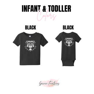 Rossville Dawgs Mascot Monochrome Infant Toddler Top Bodysuit Black Rossville Bulldawgs baby shirt