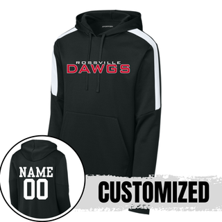 Rossville Dawgs Stack Fan Favorite Hoodie Black White customized back with player name number moisture wicking Rossville Bulldawgs team hoodie