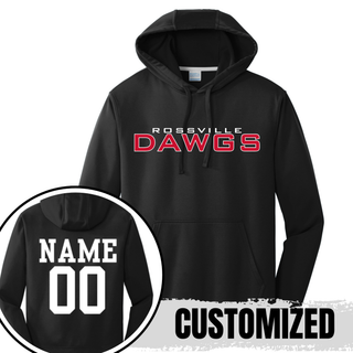 Rossville Dawgs Stack Performance Hoodie Black customized back with player name number Rossville Bulldawgs team hoodie