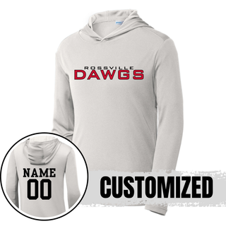 Rossville Dawgs Stack PosiCharge Competitor Hoodie Black with white ROSSVILLE text red DAWGS lettering moisture wicking Rossville Bulldawgs team hoodie