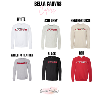 Rossville Dawgs Stack Bella Canvas Top White Ash Grey Heather Dust Athletic Heather Black Red Rossville High School shirt