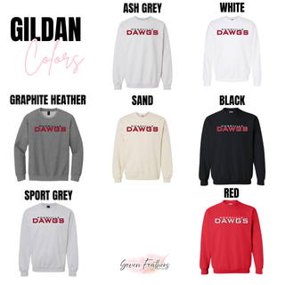 Rossville Dawgs Stack Gildan Sweatshirt Ash Grey White Graphite Heather Sand Black Sport Grey Red Rossville Bulldawgs crewneck