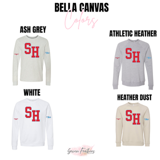 Shawnee Heights SH Distressed Varsity Top Bella Canvas colors