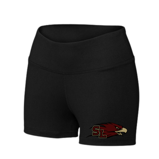 Black compression interval short with SL Eagles logo on left leg front view
