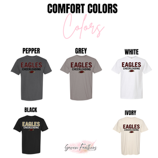 Comfort Colors tee EAGLES CHEERLEADING in pepper, grey, white, black, and ivory color options

