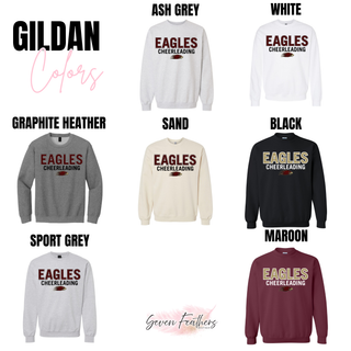 Gildan crewneck EAGLES CHEERLEADING in ash grey, white, graphite heather, sand, black, sport grey, maroon
