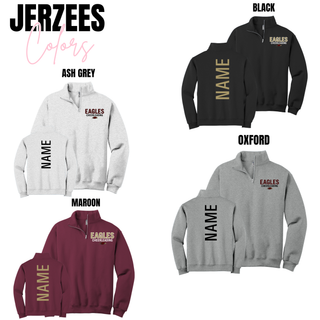 Silver Lake Eagles Cheerleading quarter zip in ash grey, black, maroon, and oxford with NAME on back front and back view
