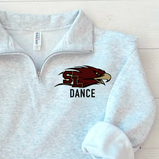 Ash grey Jerzees quarter-zip with Silver Lake Eagles Dance DTF print on left chest