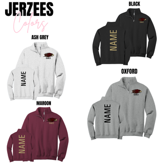  Silver Lake Eagles Dance quarter-zip front and back showing name down sleeve in ash grey, black, maroon, and oxford