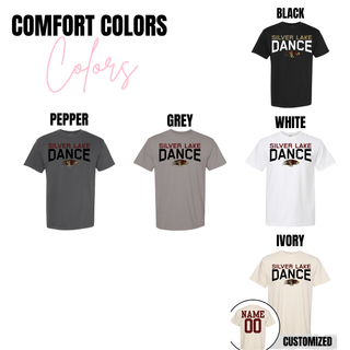 Silver Lake Eagles Dance Team tee in Comfort Colors Black, Pepper, Grey, White, and Ivory with optional dancer name and number on the back