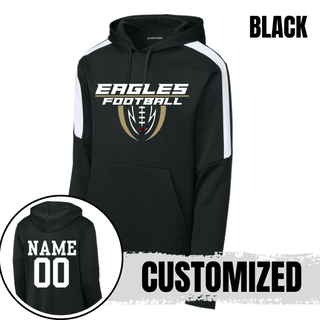 Black Silver Lake Eagles Football Apex Fan Favorite Hoodie with personalized name and number on back