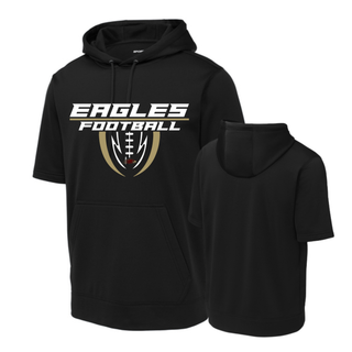 Black Silver Lake Eagles Football Apex fleece short sleeve hooded pullover front and back with eagle football graphic