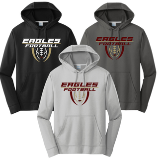 Black, charcoal, and silver Silver Lake Eagles Football Apex performance hoodies with eagle football graphic