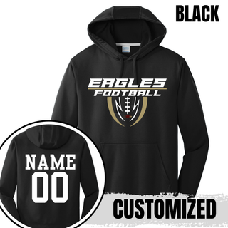 Black Silver Lake Eagles Football Apex performance hoodie with personalized name and number on back