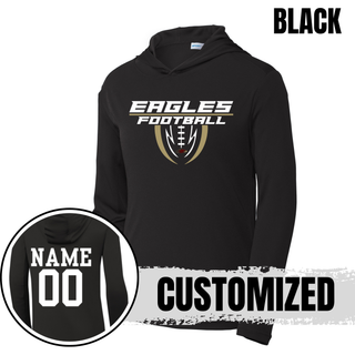 Black Silver Lake Eagles Football Apex PosiCharge Competitor Hoodie with personalized name and number on back
