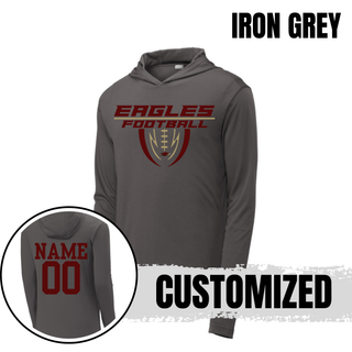 Iron grey Silver Lake Eagles Football Apex PosiCharge Competitor Hoodie with personalized name and number on back