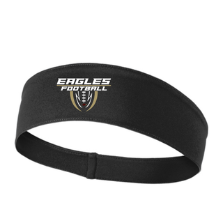 Black Silver Lake Eagles Football Apex PosiCharge headband with eagle football graphic