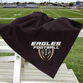 Black Silver Lake Eagles Football Apex stadium blanket draped on bleachers at football field
