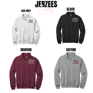 Jerzees cadet quarter zip pullover color options for Silver Lake Eagles Football Classic design in ash grey, black, maroon, and oxford