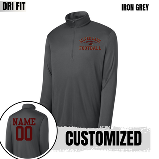 Iron grey Silver Lake Eagles Football Classic Dri-Fit quarter zip pullover with customized name and number on back
