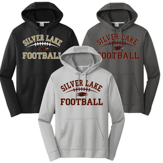 Silver Lake Eagles Football Classic customized performance hoodie in black, charcoal, and silver with maroon and gold design